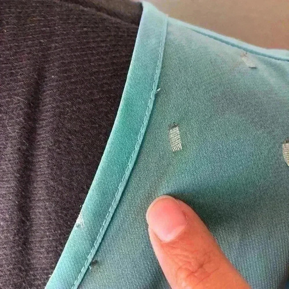 Liz Claiborne Caravan Aqua Wave Sheer Short Sleeve Top 3X - Picture 9 of 10